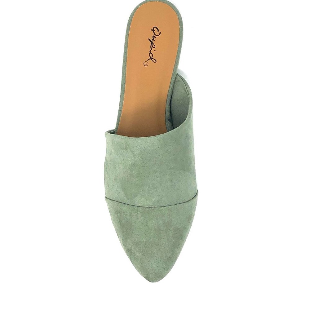 Aloe Green Vegan Suede Mule Flats - Picture 7 of 7